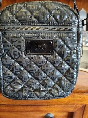 Two Steve Madden Black Quilted Logo Crossbody Bags